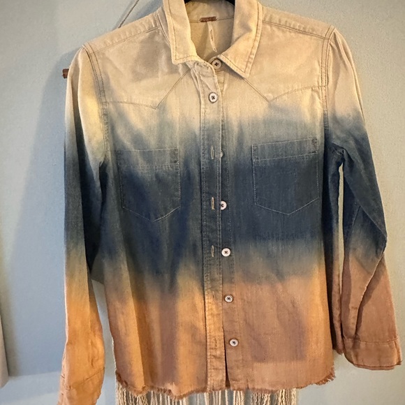 Free People Tie Dye Jean Button Down - Picture 2 of 3